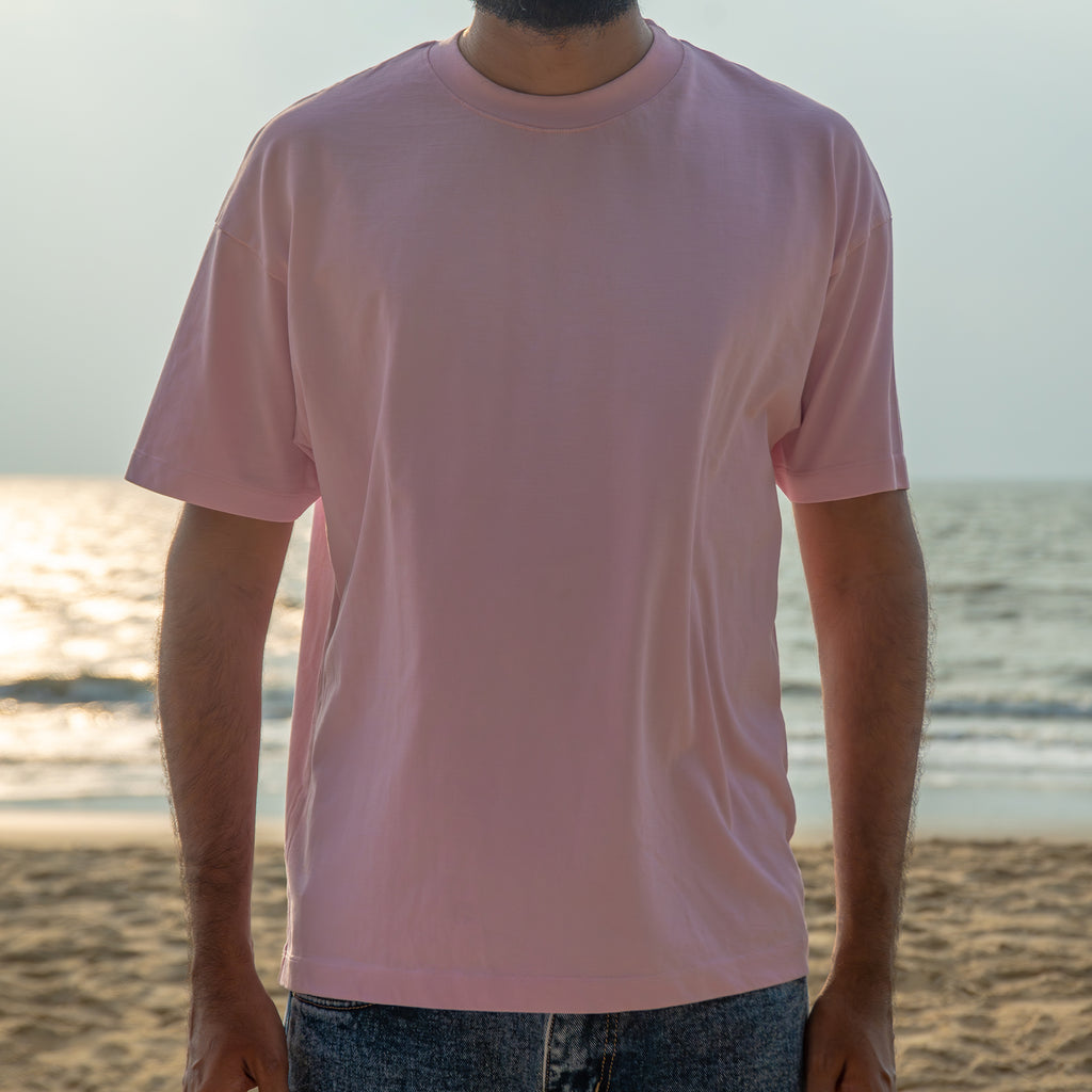 RETRO FADE - PINK CREW NECK T-SHIRT